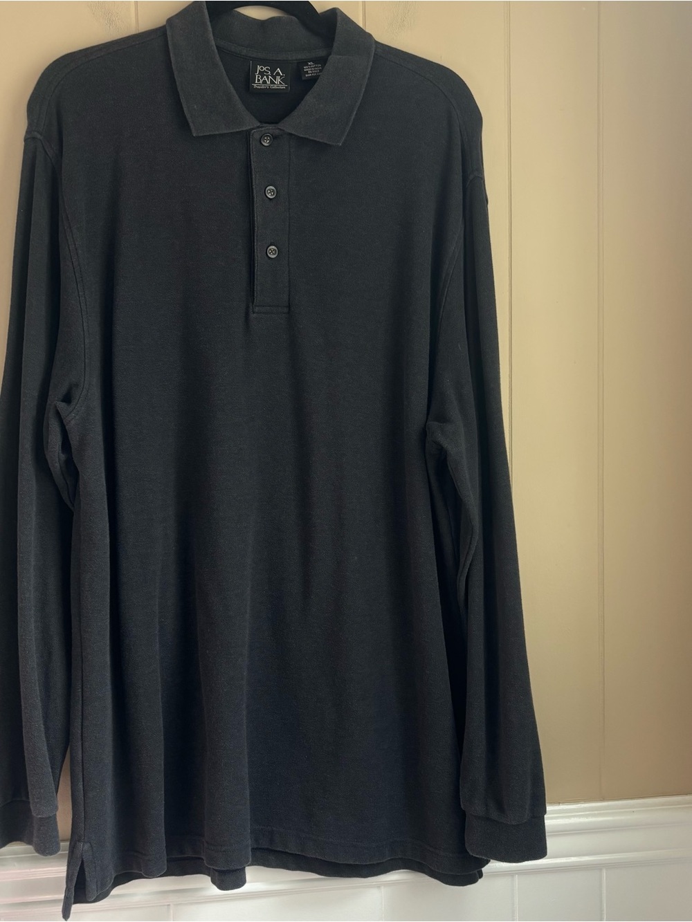 Jos. A. Bank Traveler's Collection Men's XL Long Sleeve Polo Charcoal Gray 100%
